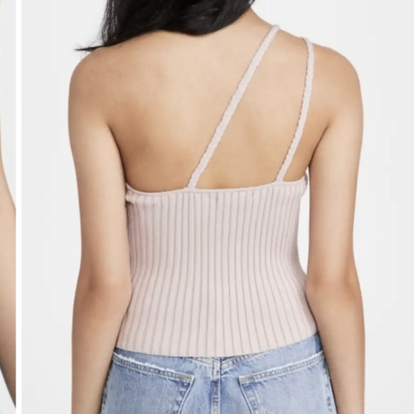 525 Cotton Braided One Shoulder Rib Tank - Picture 2 of 7